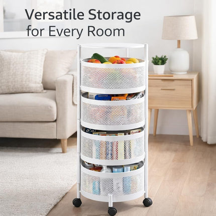 5-Tier Rotating Storage Trolley – White