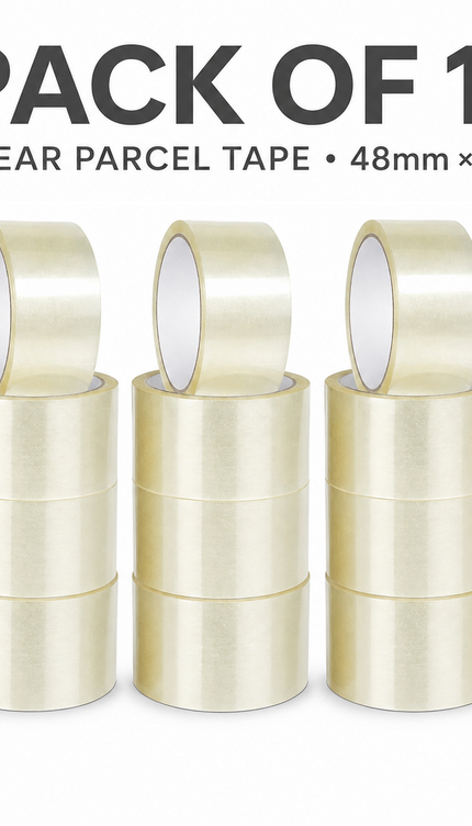 Heavy Duty Clear Parcel Tape – 12 Rolls, 48mm × 66m