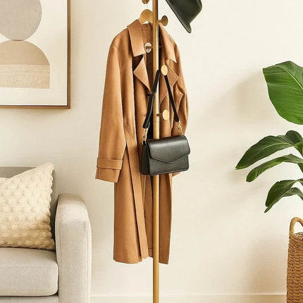 Metal Coat Stand Rack 8 Hooks Clothes Jacket Umbrella Hanger Organizer Hallway