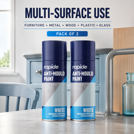 2-Pack Anti Mould Spray Paint Durable One Coat White Aerosol Can Rapide 400ml
