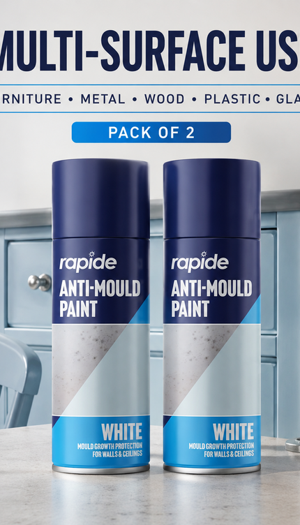 2-Pack Anti Mould Spray Paint Durable One Coat White Aerosol Can Rapide 400ml
