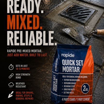 2kg Cement Pre Mix Quick Set Mortar 2kg for Drains Steps Grouting Repair