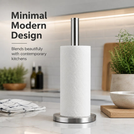 Tissue Roll Holder Free Standing Countertop Paper Stand Stainless Steel Holder