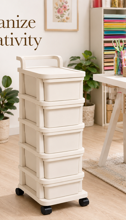 Plastic Storage Trolley Mobile Drawer Trolley 2/3/4/5 Tier with Wheels