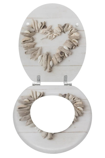 18" UNIVERSAL BATHROOM TOILET SEAT WOODEN EASY FIT WC SEAT WITH FITTINGS