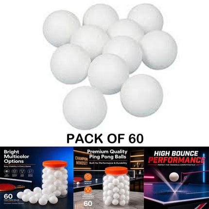 Ping Pong Balls Pack Of 60 White ABS For Match & Training Table Tennis Balls