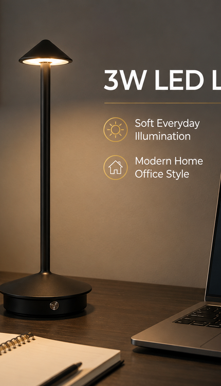 Cordless Rechargeable LED Table Lamp – Dimmable, 3 Light Modes