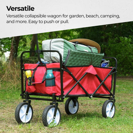 Folding Wagon 70KG Collapsible Trolley Cart Wheels for Camping Beach & Garden