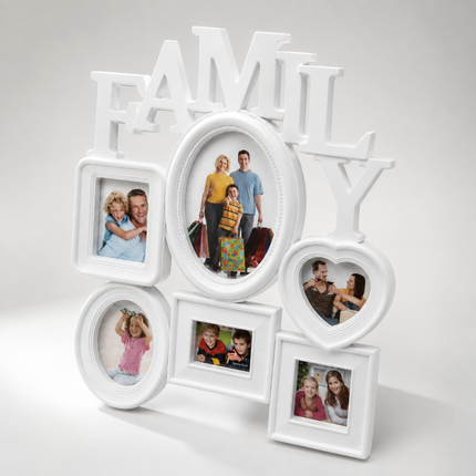 Family Photo Frame Collage White 6 Photos Multi Aperture Wall Hanging Display