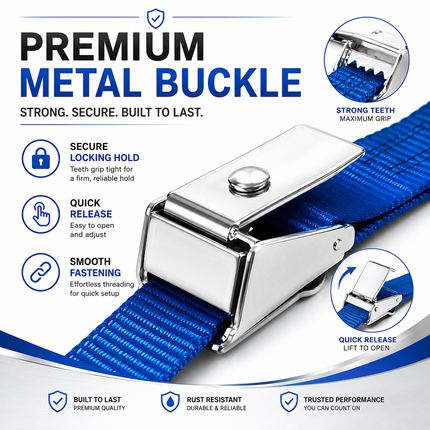 Ratchet Tie Down Strap Pair 2.5m Cargo Belt Buckle