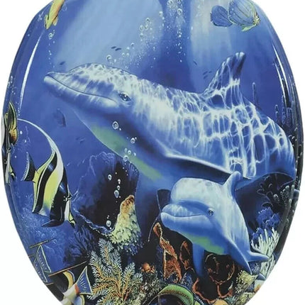 18” Universal Bathroom Toilet Seat – Tropical Fish Novelty WC Seat with Fittings