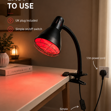 Infrared Heat Lamp 150W Red Light Therapy Clip On Adjustable Muscle Relaxation