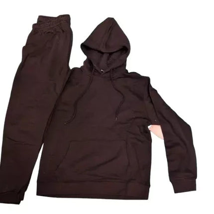 Mens Fleece Hoodie Contrast Top Bottom Gym Joggers Fitness Jogging Tracksuit Set