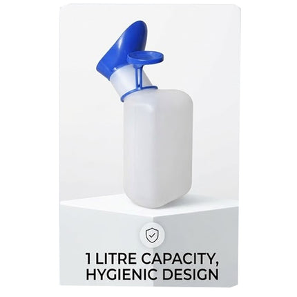 Unisex Urinal Bottle 1 Liter Portable Emergency Pee Bottle With Lid & Funnel