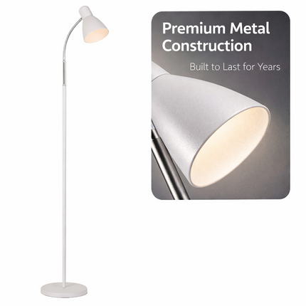 Metal Floor Lamp with Adjustable Neck & Heavy Base, Perfect for Reading & Office