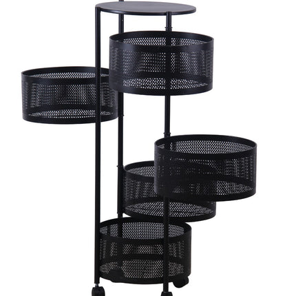6 Tier Storage Rack Kitchen Rotating Vegetable Serving Trolley Cart Bath Shelf