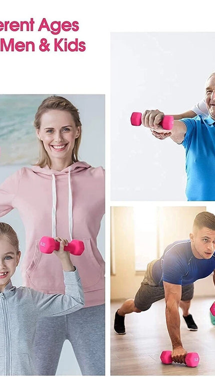 Neoprene Dumbbells 4KG x 2 Weights Iron Hand Aerobic Workout Fitness Gym Pink
