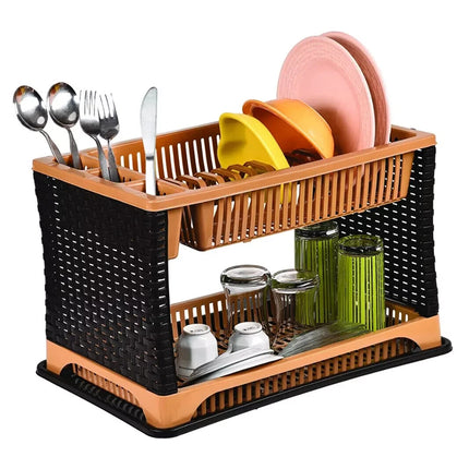 Dish Drying Rack Cup Drainer Plastic 2-Tier Strainer Holder Tray for Kitchen New
