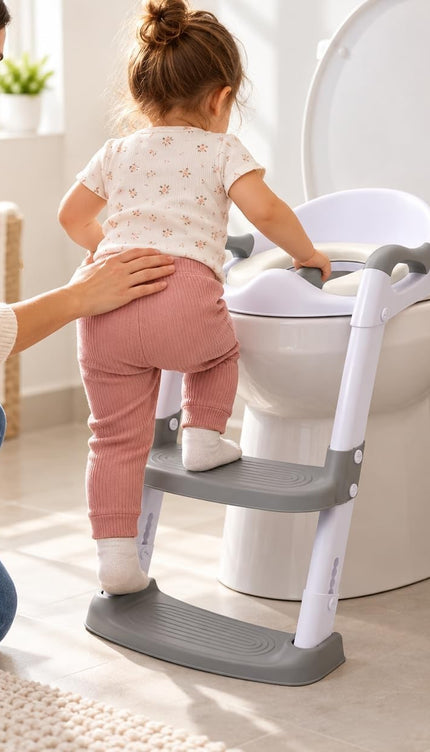Toddler Potty Training Toilet Seat Step Ladder Adjustable Non Slip Cushioned