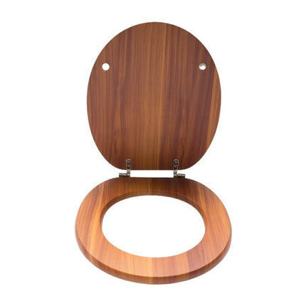 18" Universal Toilet Seat MDF Wooden Bathroom WC Easy Fit + Fittings Novelty