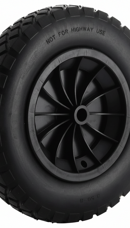 PU Wheelbarrow Wheel 14 inch 3.50-8 Puncture Proof Solid Heavy Duty Tyre Black
