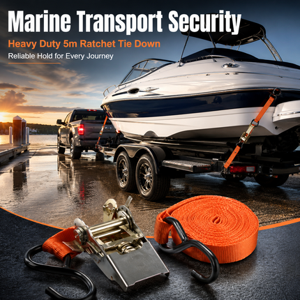 Ratchet Tie Down Strap 5m Heavy Duty Cargo Belt