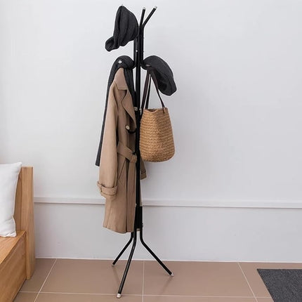 Black Coat Stand Garment Rack Metal Jacket Umbrella Hanger Standing 12 Hook Rack