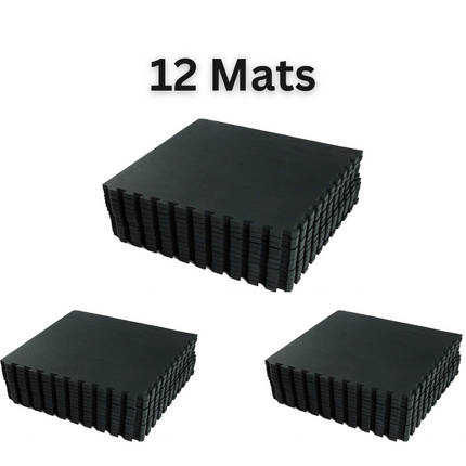 Black Interlocking Mat Yoga Exercise Gym Fitness Gymnastics Soft Foam  60x60cm