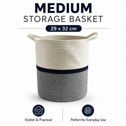 Cotton Rope Basket Toy Storage Laundry Hamper Medium Cloth Organizer
