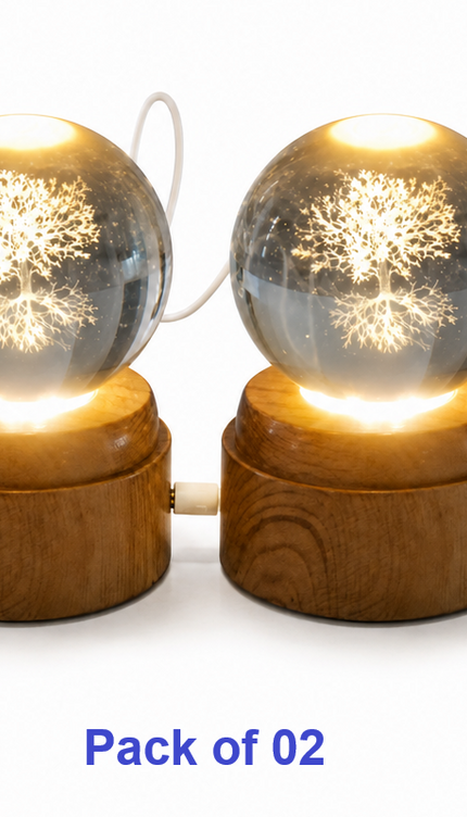 6cm Tree of Life Crystal Ball Light with Rotating Base