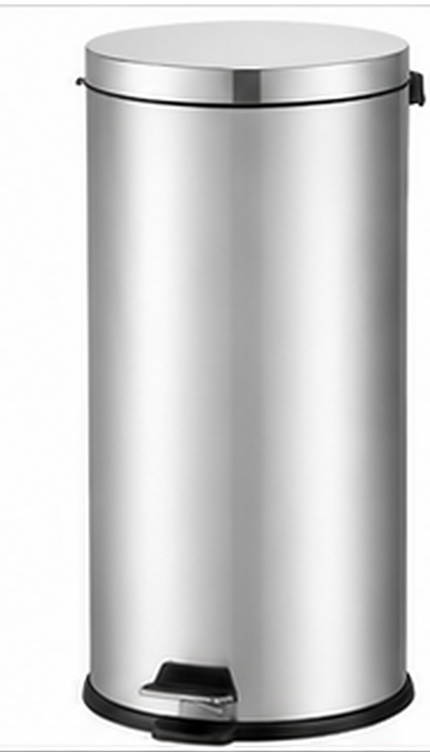 Pedal Bin 30L Stainless Steel Office Kitchen Bathroom Rubbish Waste Trash Can