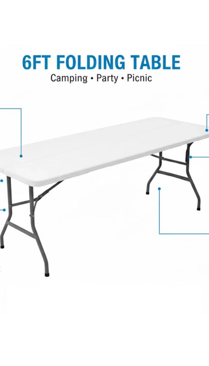 6FT Folding Trestle Table with Carry Handle