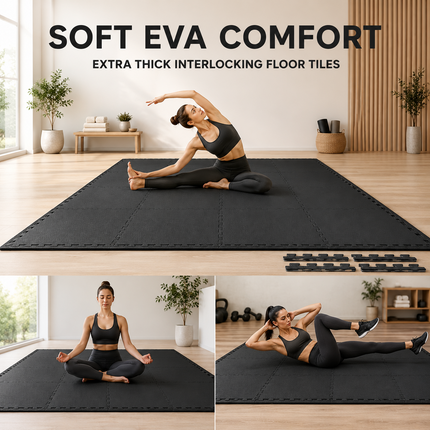 EVA Play Mats Interlocking Soft Foam Kids Gym Yoga  Fitness Floor Tiles 30x30cm