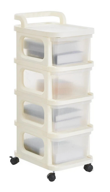 4 Tier Storage Trolley Drawers With Wheels Plastic Office Desk Home Organiser