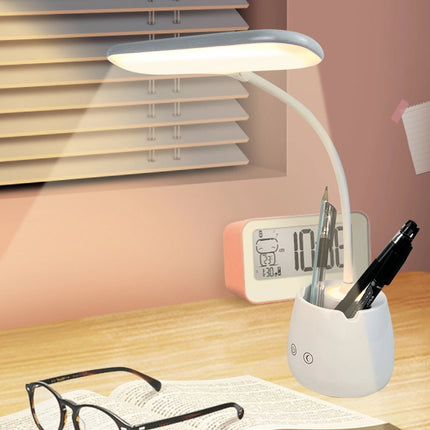 LED Desk Lamp Touch Control USB Charging Table Light with Pen & Phone Holder