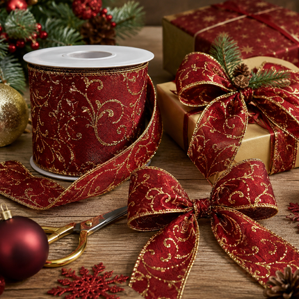 Christmas Ribbon 12PCS 2.5 inch Gift Wrap Craft Set