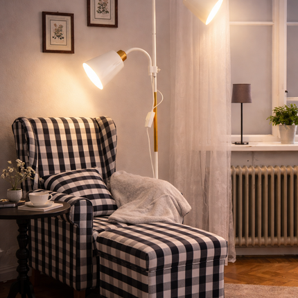 Floor Lamp with Dual Heads E27 Reading Light Modern Rotating Adjustable for Home