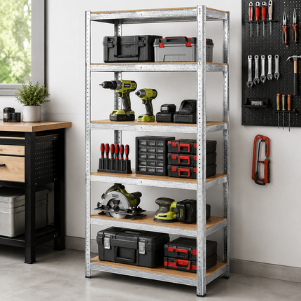 5 Tier Steel Garage Shelving Unit – Silver