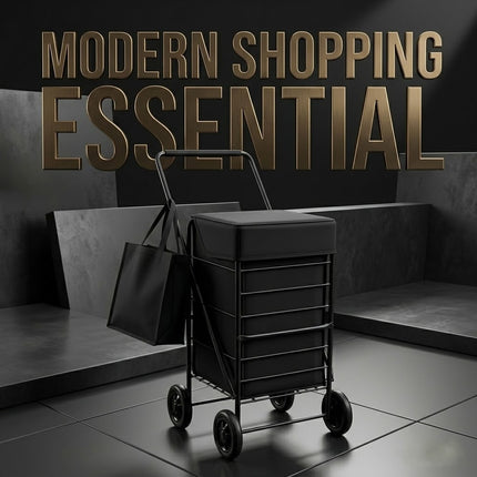 Folding Shopping Trolley Cart 4 Wheel With 60L Insulated Cooler Bag Portable