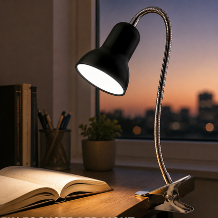Clip On LED Desk Lamp E27 Flexible Gooseneck Reading Study Bedside Light 40W Max