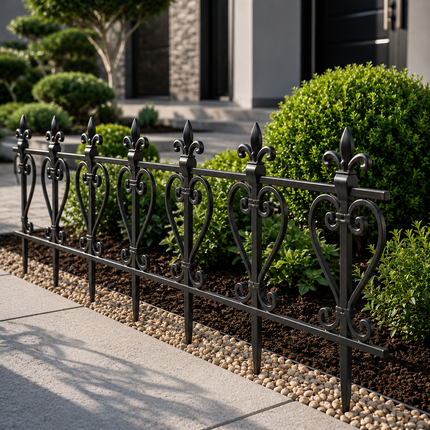 Garden Edging Fence 10PCS Black Wood Effect Lawn Border Panels