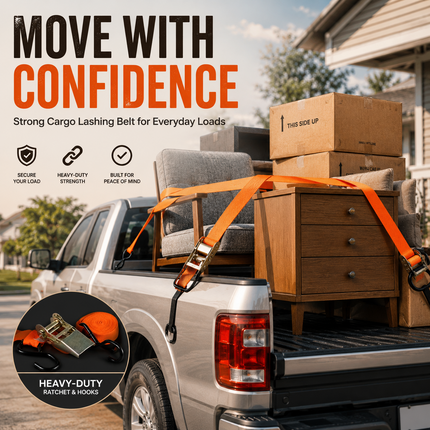 2x Ratchet Tie Down Strap 4.5m Heavy Duty Cargo Lashing Belt For Car Bike Truck