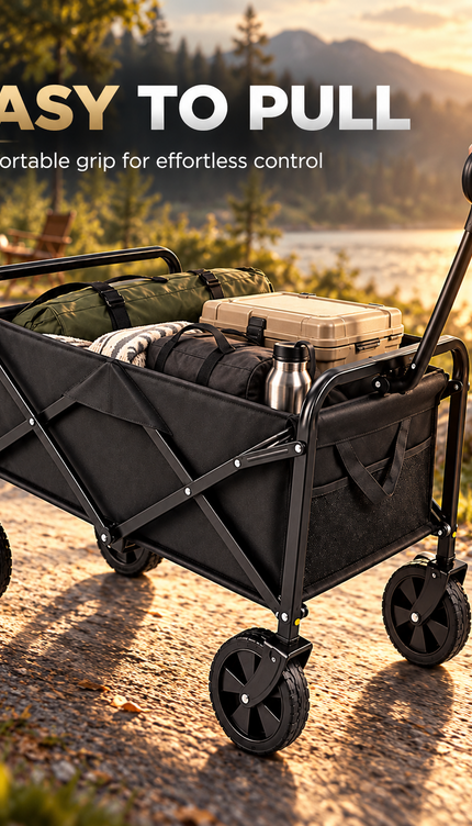 60KG Folding Wagon Trolley 300L Cart Collapsible Camping Festival Beach Garden