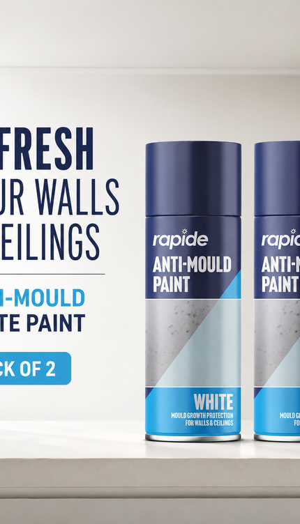 2-Pack Anti Mould Spray Paint Durable One Coat White Aerosol Can Rapide 400ml