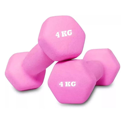 Neoprene Dumbbells 4KG x 2 Weights Iron Hand Aerobic Workout Fitness Gym Pink