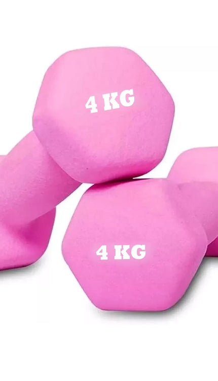 Neoprene Dumbbells 4KG x 2 Weights Iron Hand Aerobic Workout Fitness Gym Pink