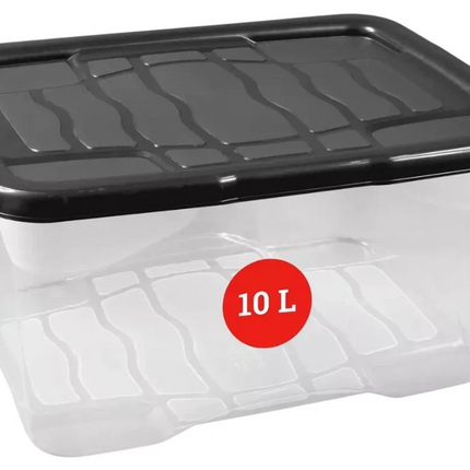 Curve Storage Box With Lid 10 Liters Clear Plastic Underbed Home Organizer Box