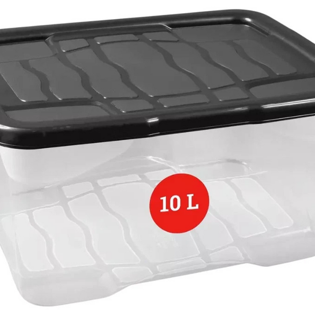 Curve Storage Box With Lid 10 Liters Clear Plastic Underbed Home Organizer Box