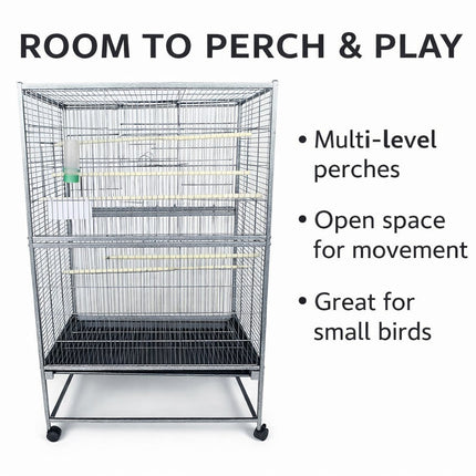 Steel Standing Cage for Cockatiels, Parrots & Pigeons Large Flight Bird Kin
