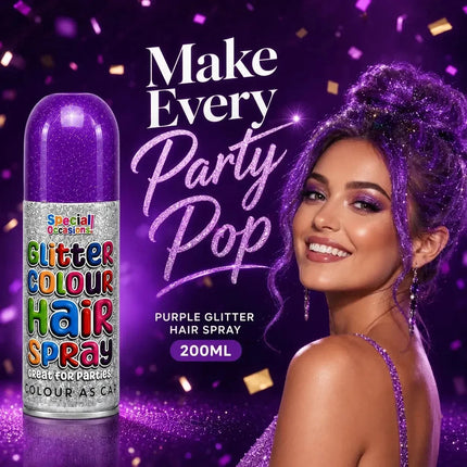 Temporary Hair Colour Spray 200ml Washable Glitter & Classic Dress Party Colours